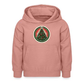 Weihnachtsbaum-Abzeichen - Kinder Hoodie - Altrosa - Vorne - AI Model Kid Female (0cm)