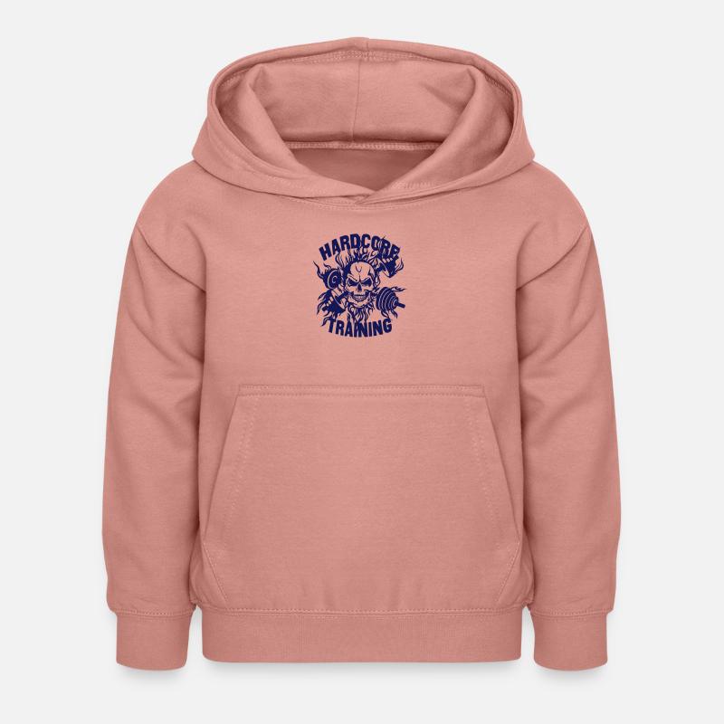 hard training citation tete de mort haltere core - Sweat à capuche Enfant - rose poudré
