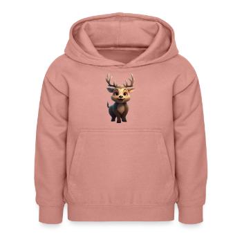 Dicker Hirsch - Kinder Hoodie - Altrosa - Vorne - AI Model Kid Female (0cm)