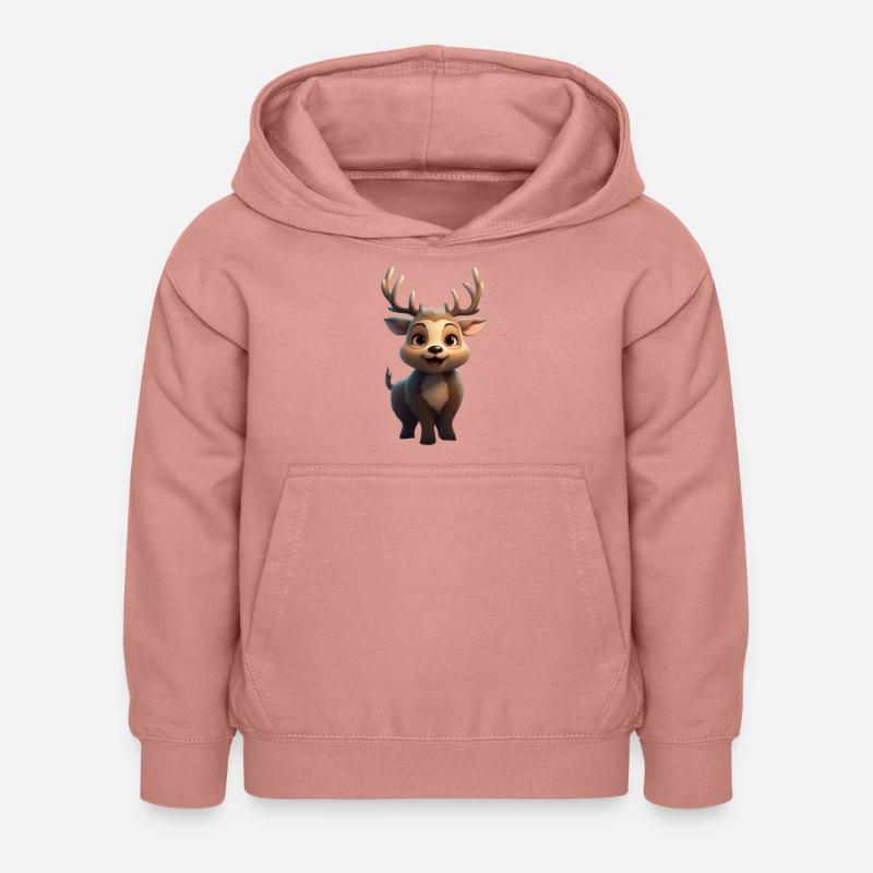Cerf gras - Sweat à capuche Enfant - rose poudré