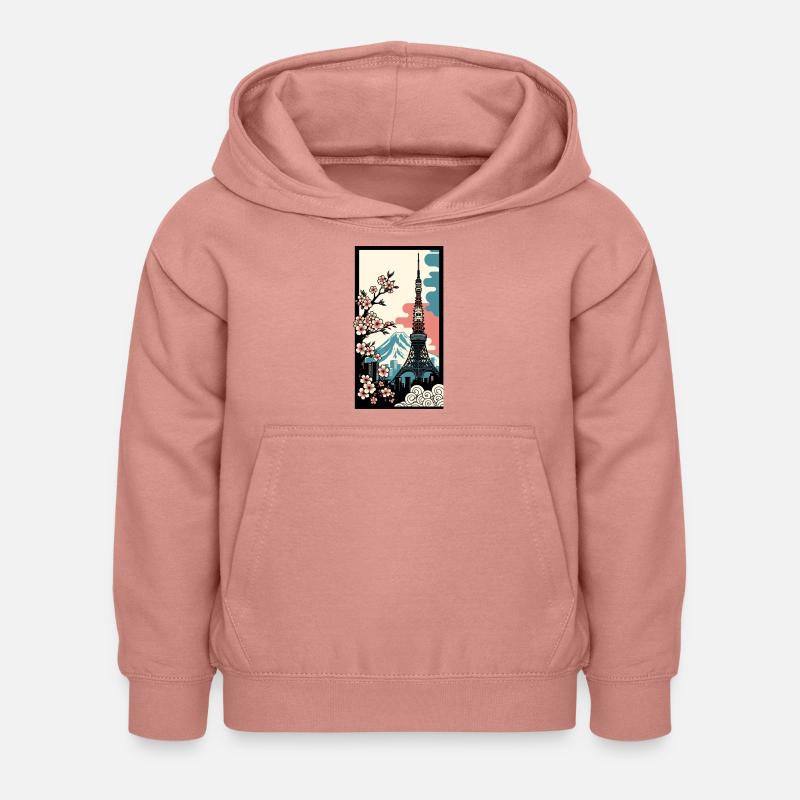 Affiche de Tokyo - Sweat à capuche Enfant - rose poudré