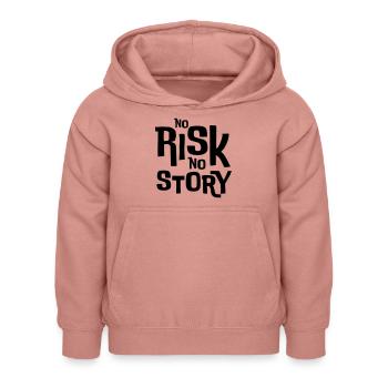 No Risk No Story – Statement T-Shirt - Kids Hoodie - dusky rose - Front - AI Model Kid Female (0cm)