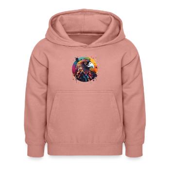 Adler Bussard rund bunt - Kinder Hoodie - Altrosa - Vorne - AI Model Kid Female (0cm)
