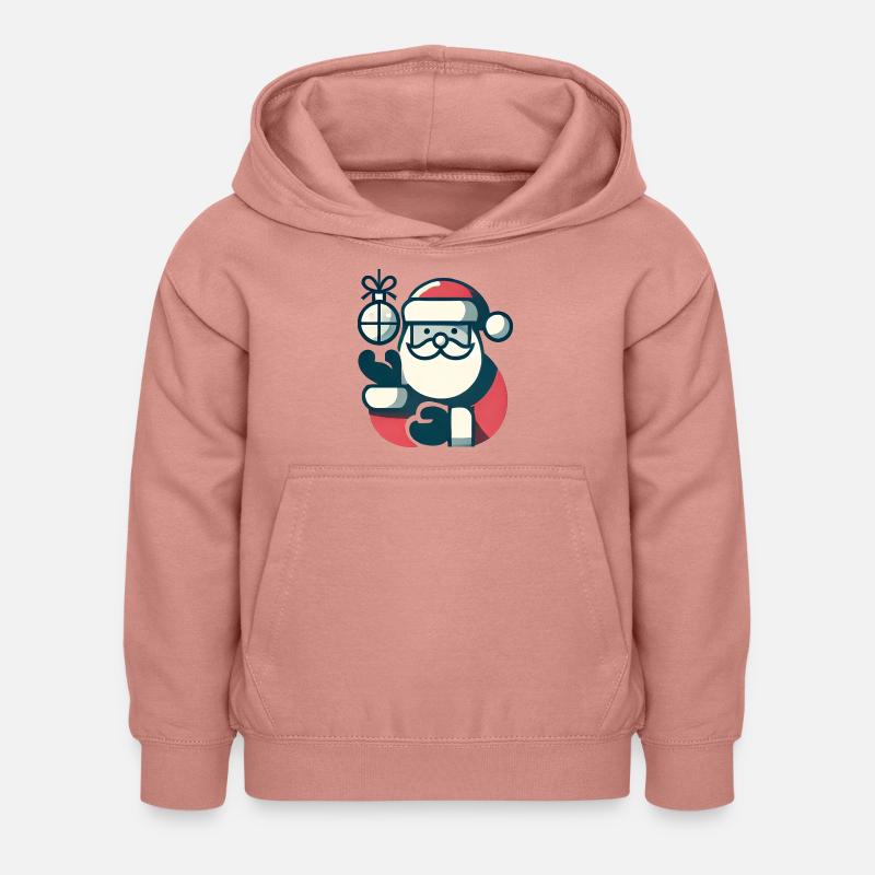 Weihnachtsmann mit Weihnachtskugel - Kinder Hoodie - Altrosa