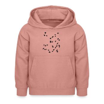 Mouches du troupeau d’oiseaux - Sweat à capuche Enfant - rose poudré - Devant - AI Model Kid Female (0cm)