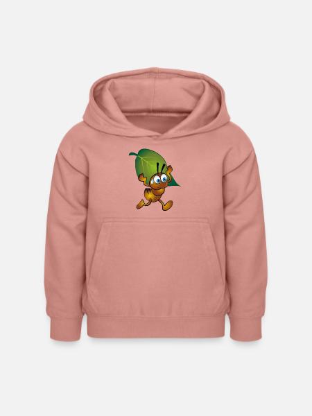 Ameise mit Blatt - Kinder Hoodie - Altrosa