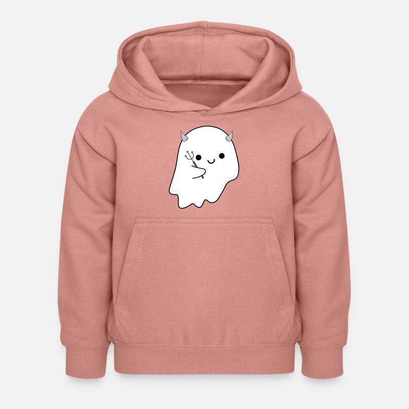 Halloween fantôme à cornes mignon - Sweat à capuche Enfant - rose poudré