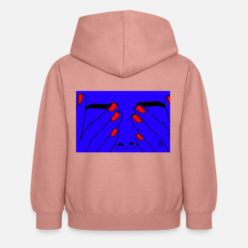 Face bleue - Sweat à capuche Enfant - rose poudré