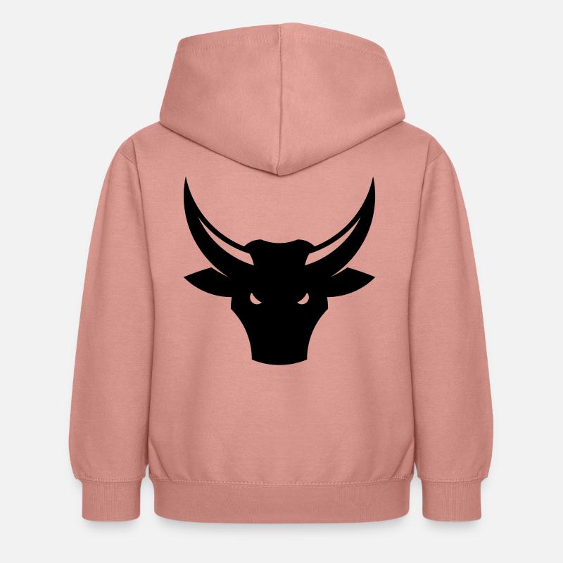 Taureau / Taureau / Bœuf / Tête de taureau (1C) - Sweat à capuche Enfant - rose poudré