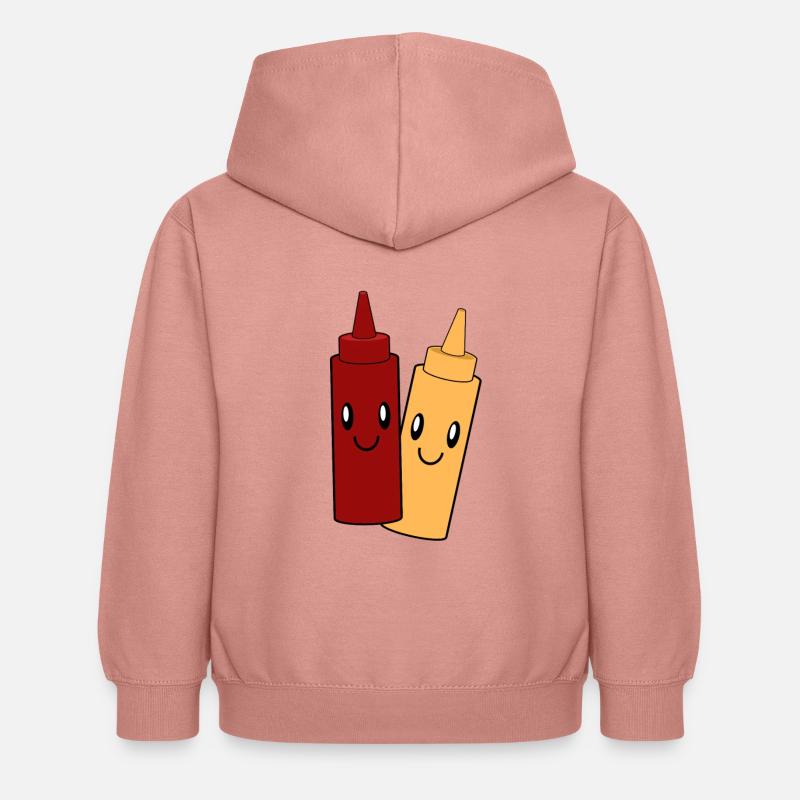 Mayonnaise-ketchup paire conception - Sweat à capuche Enfant - rose poudré