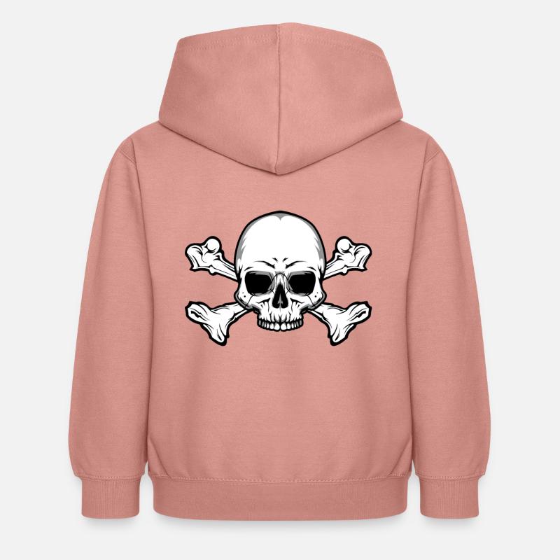 Crâne avec des os - Sweat à capuche Enfant - rose poudré