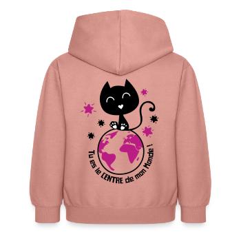 Un amour de chat, déclaration d'amour ! - Sweat à capuche Enfant - rose poudré - Dos - AI Model Kid Female (0cm)