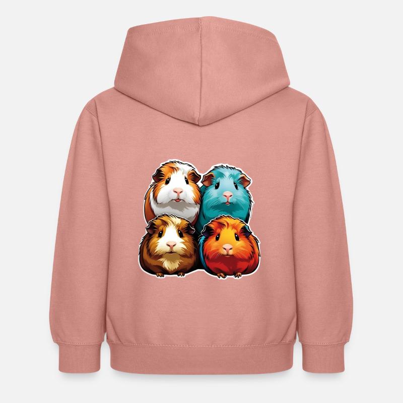 Quatre mignons cochons d’Inde - Sweat à capuche Enfant - rose poudré