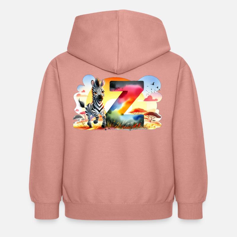Z comme Zèbre Savane - Sweat à capuche Enfant - rose poudré