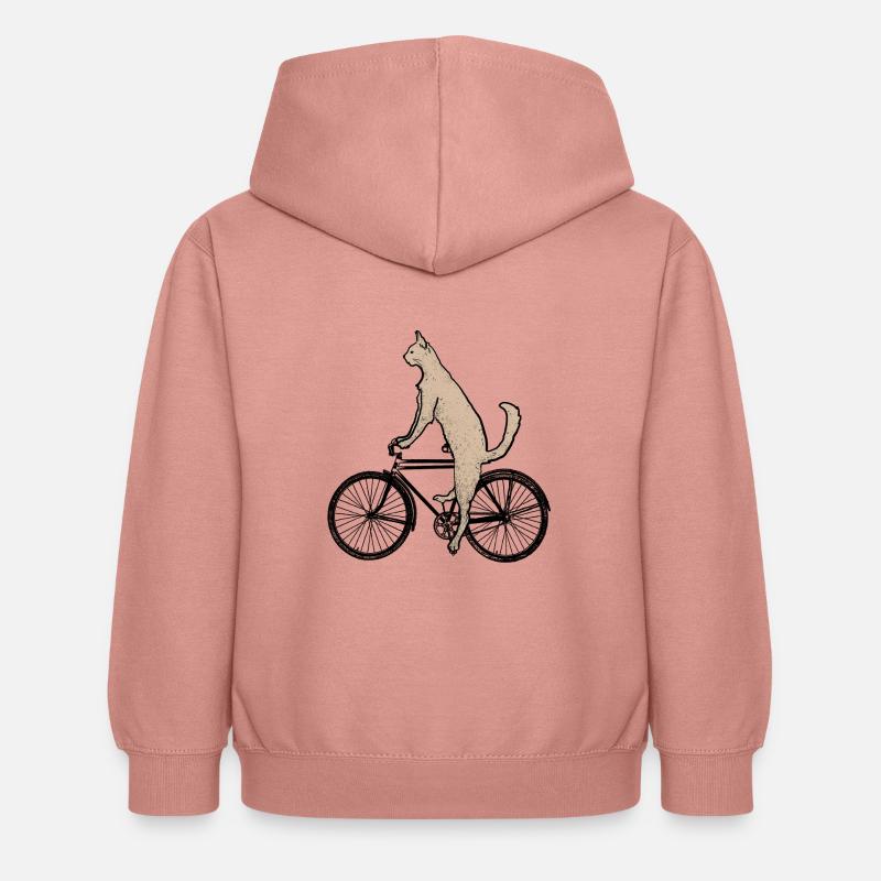 Chat sur le vélo - Sweat à capuche Enfant - rose poudré