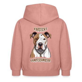 Kampfschmuser (American Stafford) - Kinder Hoodie - Altrosa - Hinten - AI Model Kid Female (0cm)