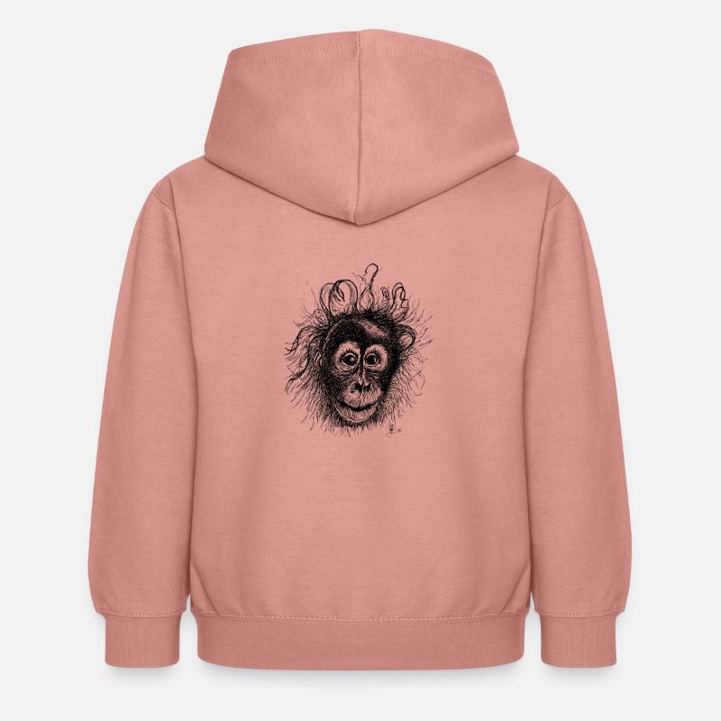 Orang-outan - Sweat à capuche Enfant - rose poudré