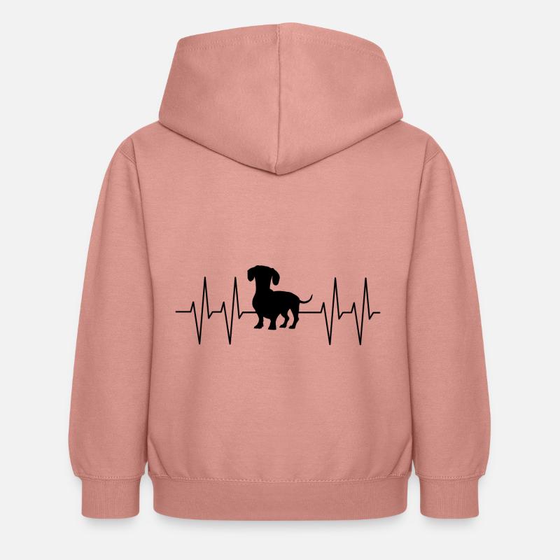 Teckel Teckel avec ligne de cœur mon teckel - Sweat à capuche Enfant - rose poudré