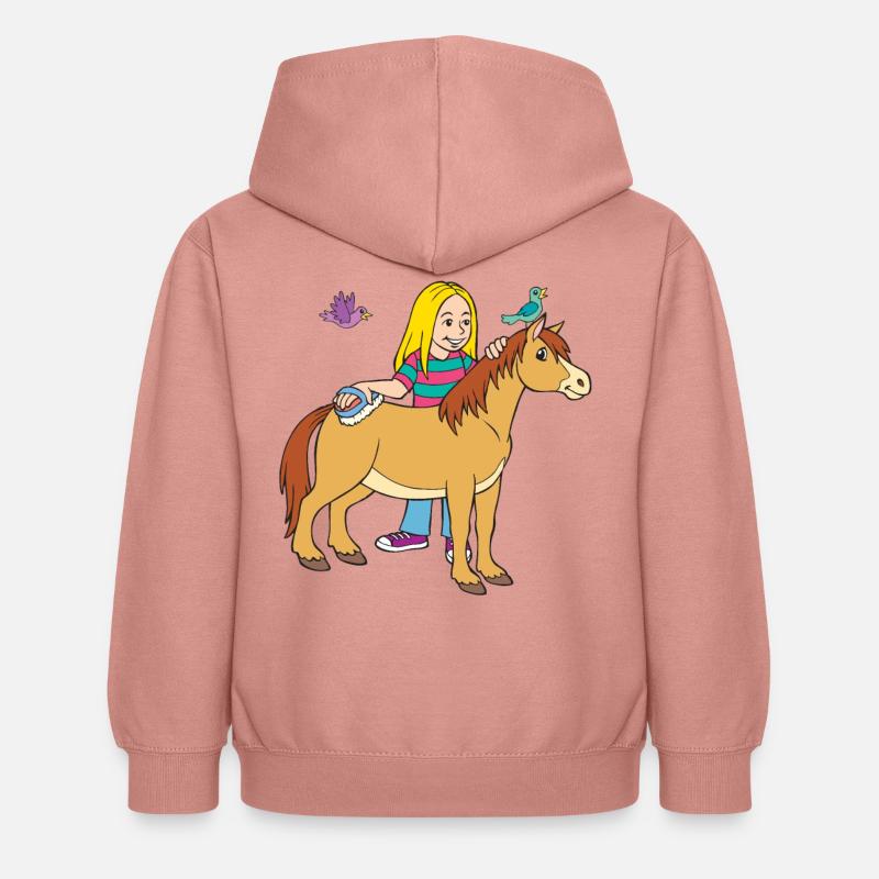 Fille de cheval - Sweat à capuche Enfant - rose poudré
