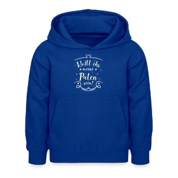 Wollt ihr meine Paten sein? Paten fragen weiß - Kinder Hoodie - Royalblau - Vorne - AI Model Kid Female (0cm)