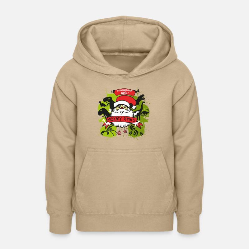 NOEL MERRY XMAS DINOSAURS - Sweat à capuche Ado - jaune sable