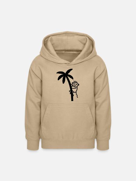 Affe klettert auf Palme - Teenager Hoodie - Sand