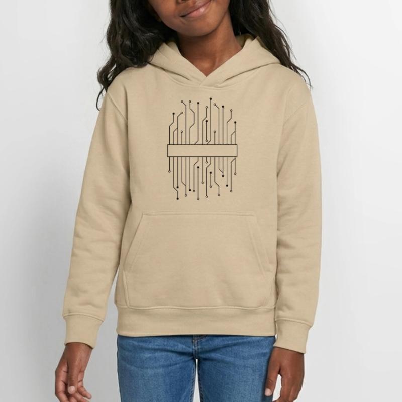 shield frame text circuit wire data microch Teen Hoodie