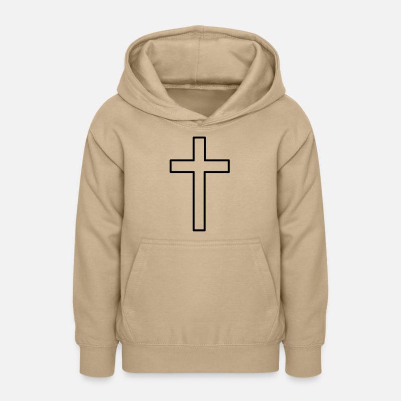 Croix Chrétienne (V) - Sweat à capuche Ado - jaune sable