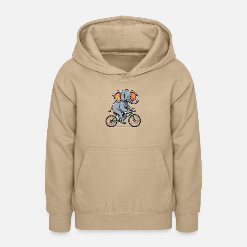 éléphant sur un vélo - Sweat à capuche Ado - jaune sable