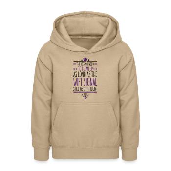 WLAN - Aufräumen muss man erst wenn das WLAN... - Teenager Hoodie - Sand - Vorne - AI Model Teenager Male dark (155cm)
