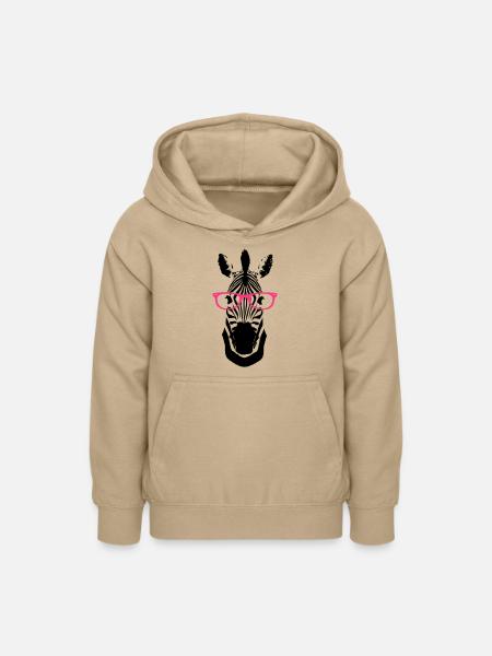 Zebra Brille Nerd - Teenager Hoodie - Sand