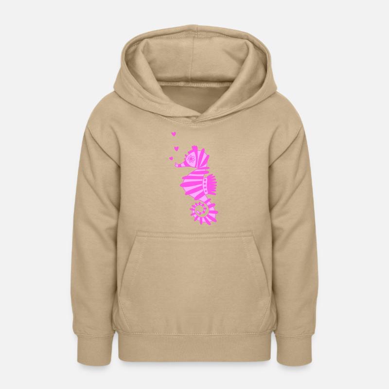 Hippocampe rose avec des cœurs - Sweat à capuche Ado - jaune sable