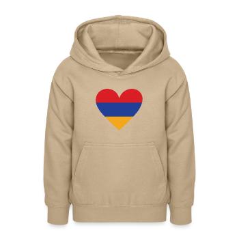 Arménie Cœur - Sweat à capuche Ado - jaune sable - Devant - AI Model Teenager Male dark (155cm)