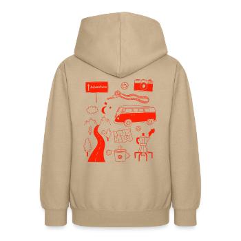 Volkswagen VW Bulli Camping Essentials Collage - Teenager Hoodie - Sand - Hinten - AI Model Teenager Male dark (155cm)