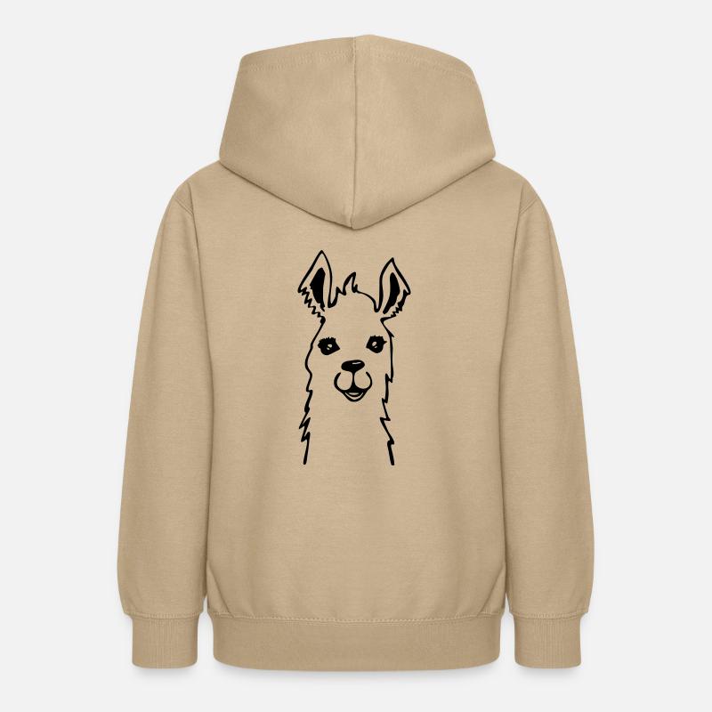 Lama Llama Alpaga dessin mignon - Sweat à capuche Ado - jaune sable