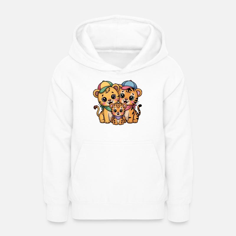 Amis Lion Tigre Léopard mignons - Sweat à capuche Ado - blanc