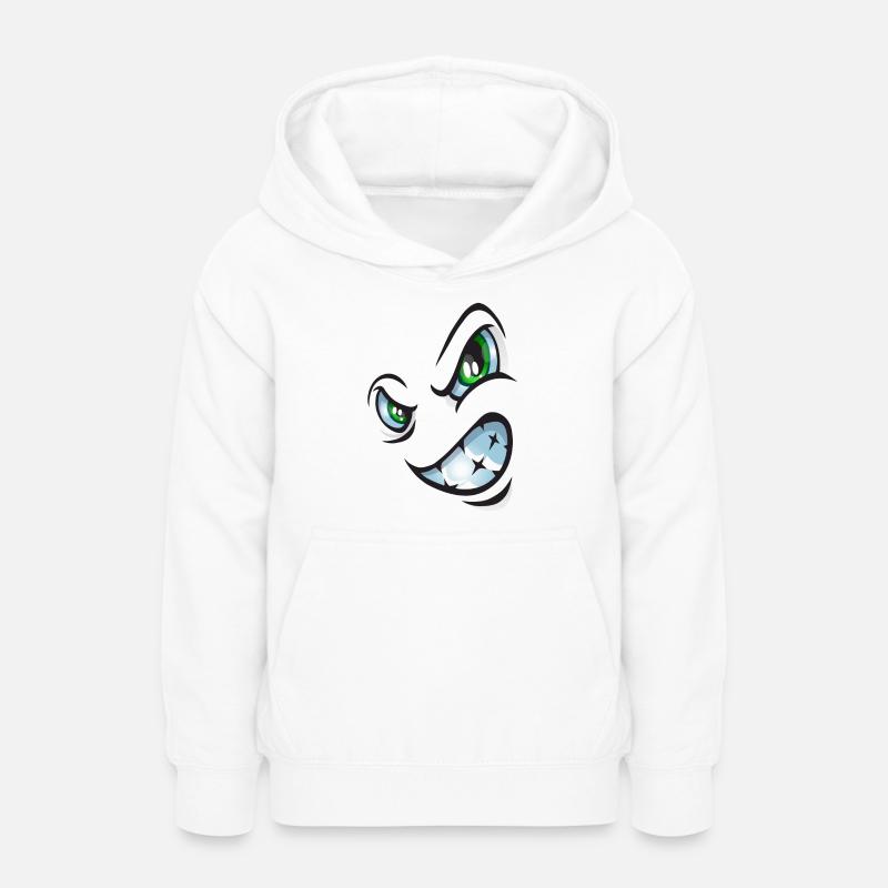 Visage de bande dessinée en colère - Sweat à capuche Ado - blanc