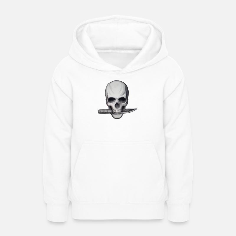 Crâne avec couteau dans la bouche - Sweat à capuche Ado - blanc
