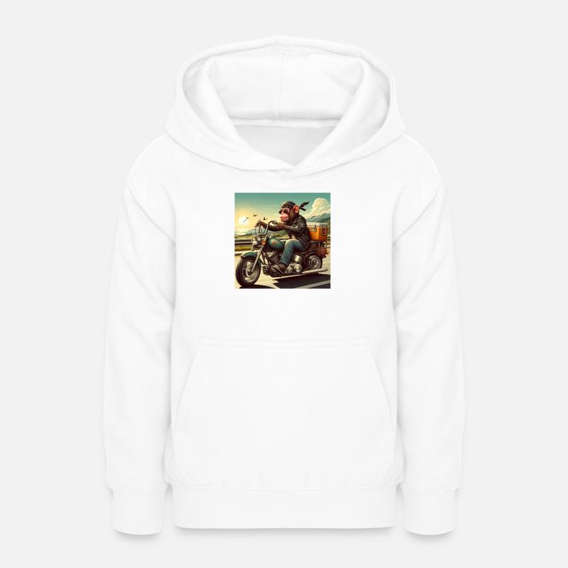 Singe à moto - Sweat à capuche Ado - blanc