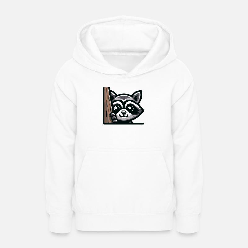 Un raton laveur de style dessin animé - Sweat à capuche Ado - blanc