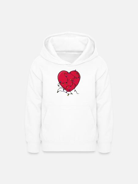 Beleuchtetes Herz - Teenager Hoodie - Weiß