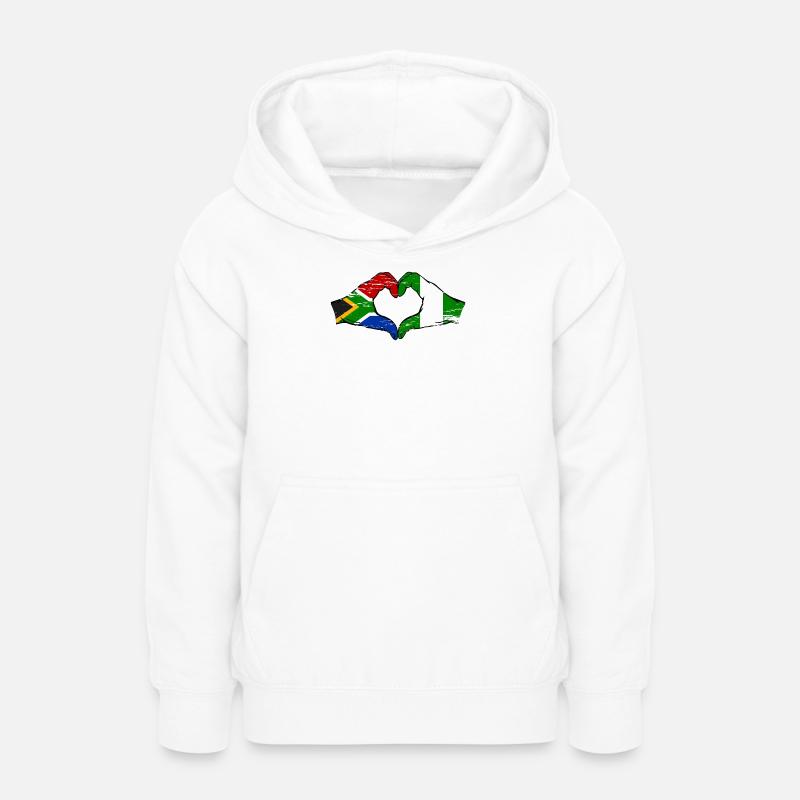 Afrique du Sud Nigeria Drapeau Mains Coeur Forme Utilisé - Sweat à capuche Ado - blanc