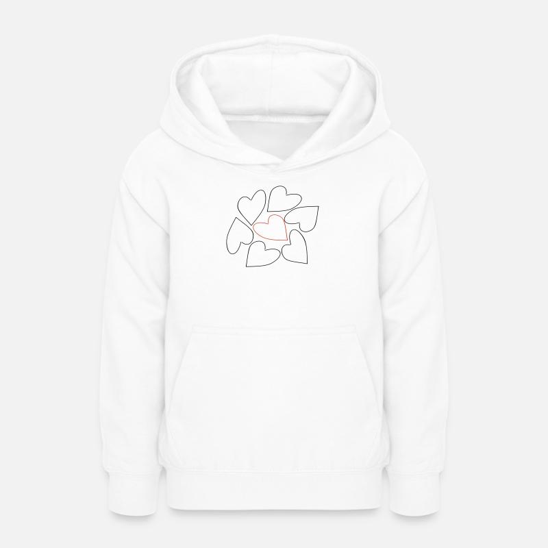 Herzen / Cœurs - Sweat à capuche Ado - blanc