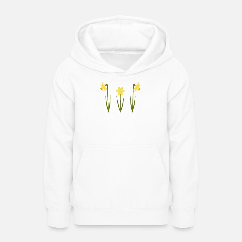 Anniversaire de mars Fleurs de naissance Jonquilles en fleurs - Sweat à capuche Ado - blanc
