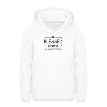Maman toute la journée, tous les jours, maman chemise - Sweat à capuche Ado - blanc - Devant - AI Model Teenager Male dark (155cm)