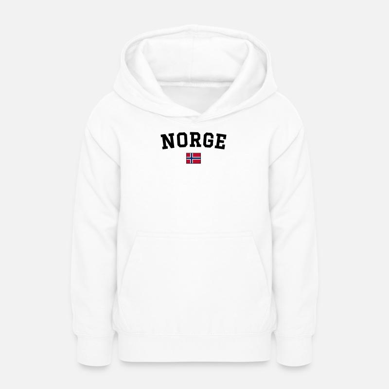 Drapeau de la Norvège Noir - Sweat à capuche Ado - blanc