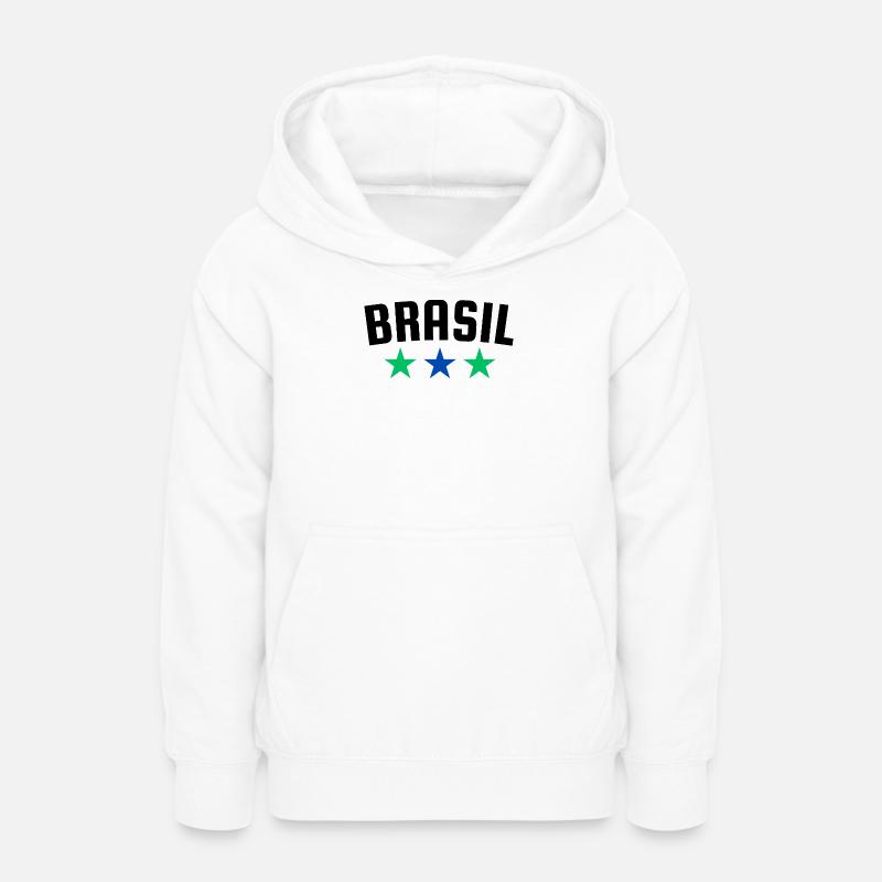 Brésil Trois Étoiles Design - Sweat à capuche Ado - blanc