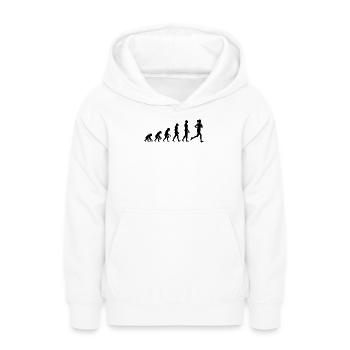 COURSE DE JOGGING FEMME, COURSE PUISSANTE ! MARATHON GIRL POWER - Sweat à capuche Ado - blanc - Devant - AI Model Teenager Male dark (155cm)