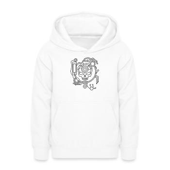 Cyber Skull Skull as a circuit - Teen Hoodie - white - Front - AI Model Teenager Male dark (155cm)