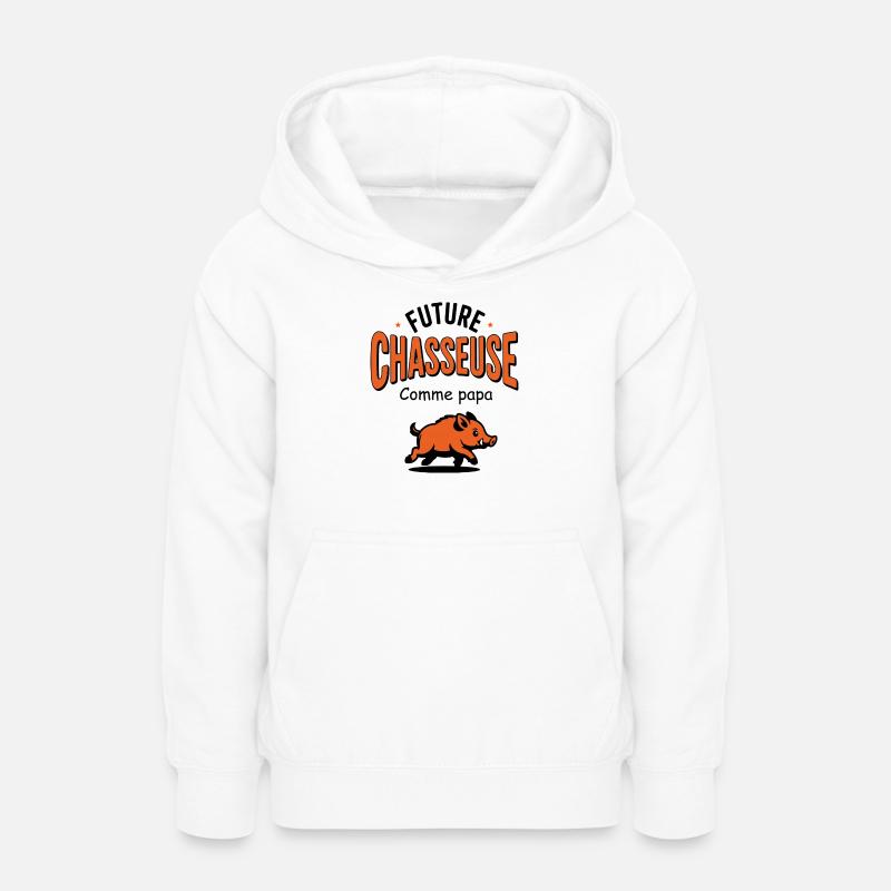 future_chasseuse_comme_papa - Sweat à capuche Ado - blanc